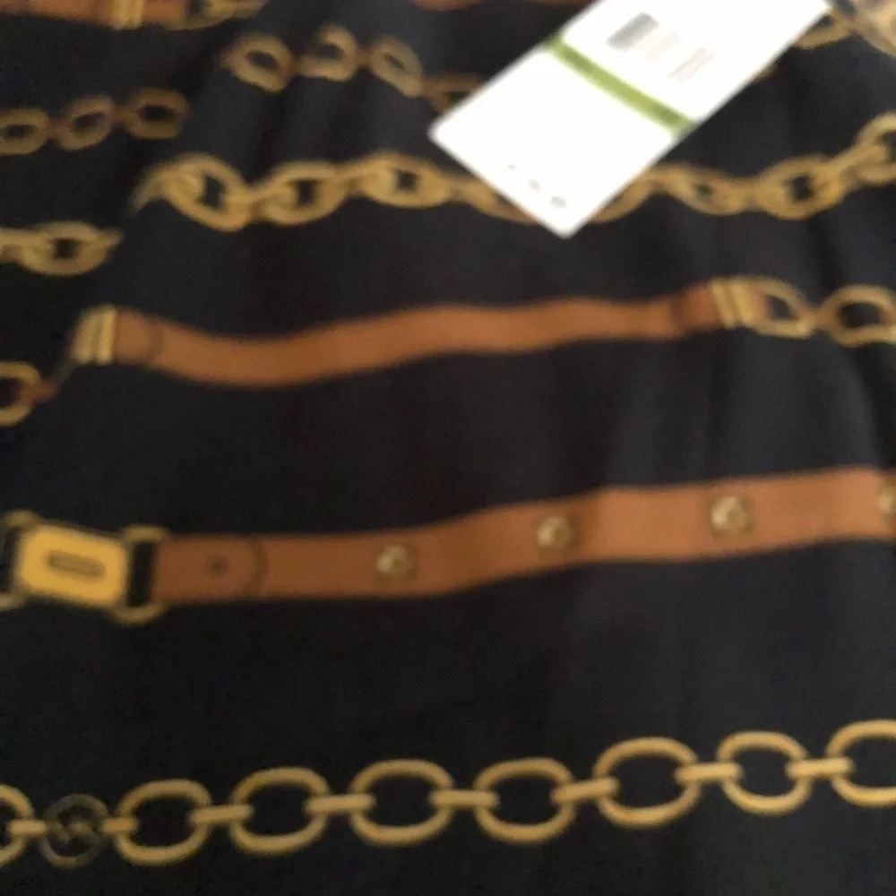 Micheal Kors size 14 black chain print skirt with self belt NWT